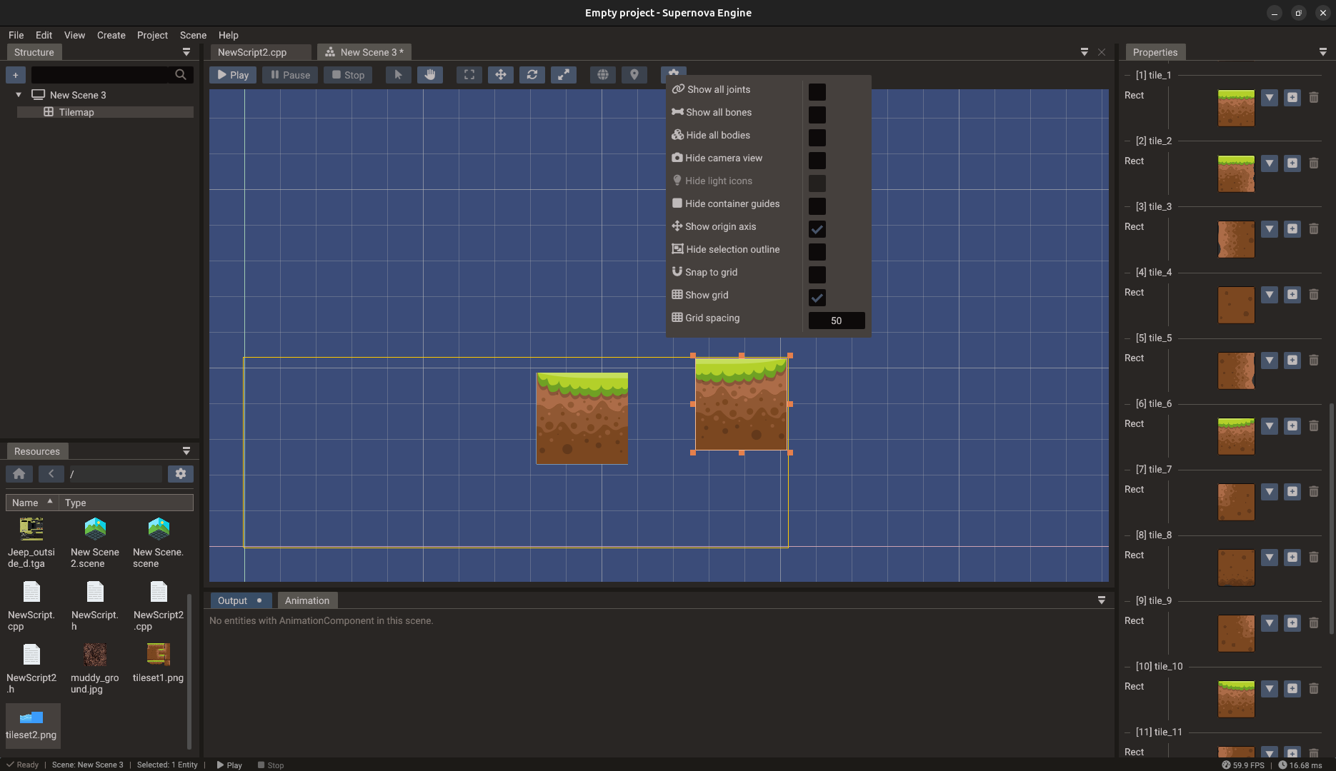 2D Tilemap editing in Doriax Engine