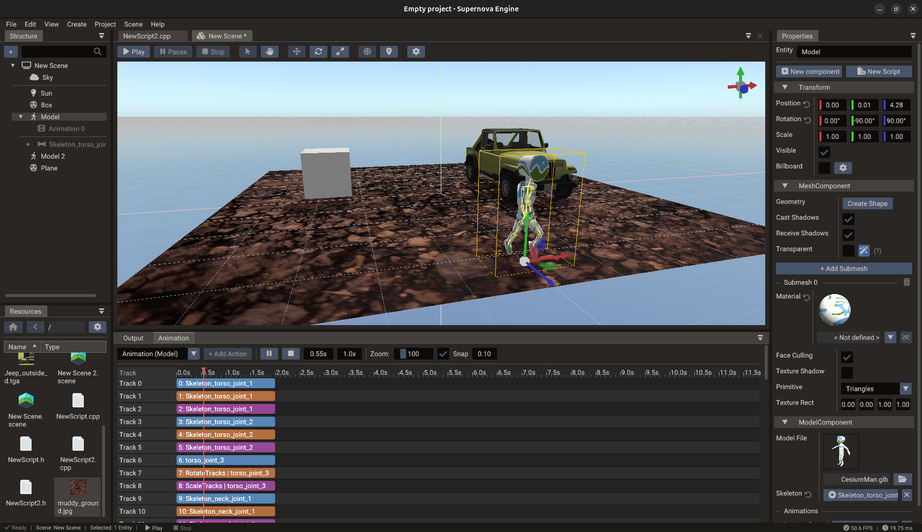 Animation timeline in Doriax Engine