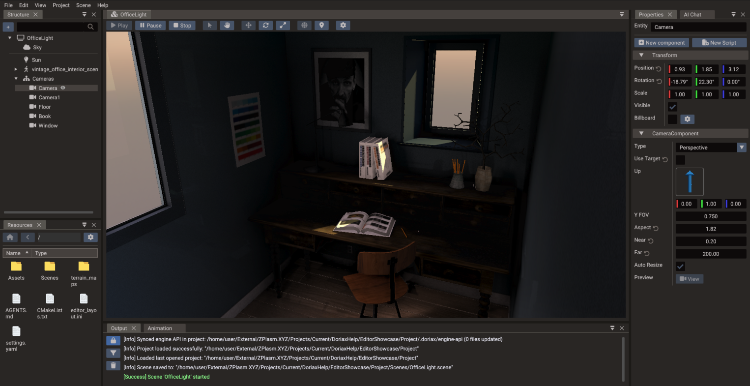 Doriax Engine Editor - PBR office scene