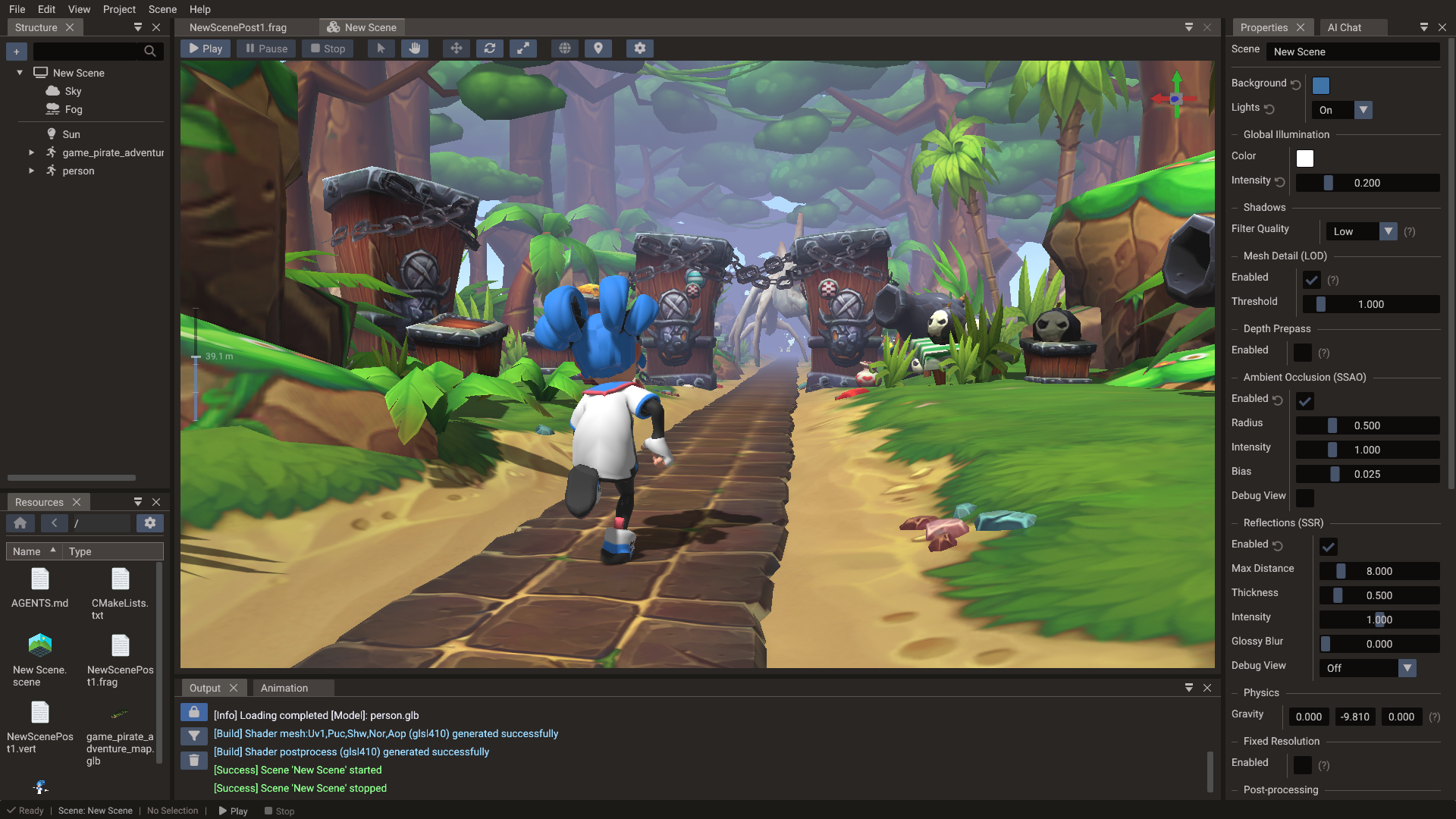 Doriax Engine Editor - 3D pirate adventure scene