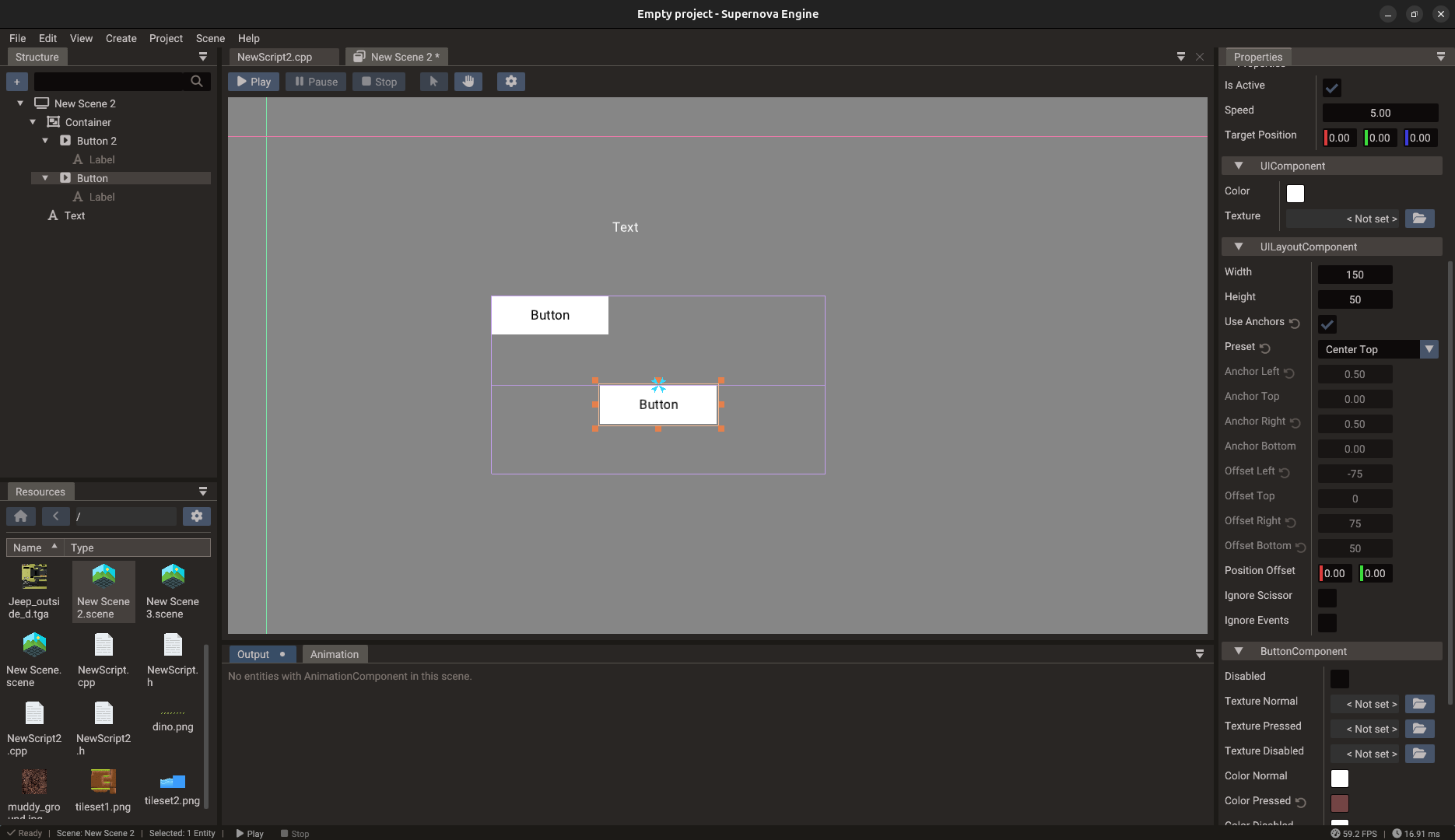 UI design tools in Doriax Engine