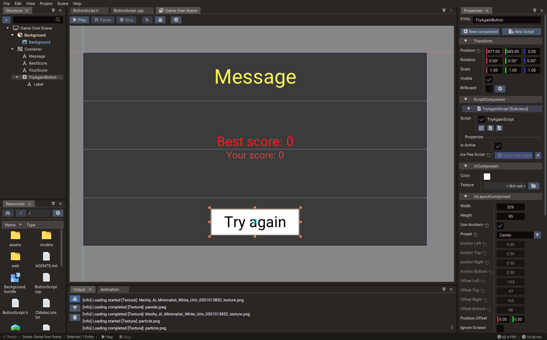 UI design tools in Doriax Engine